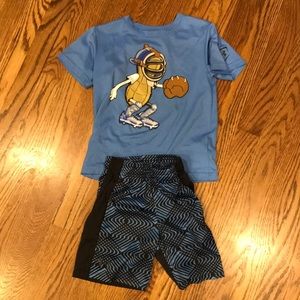 Under Armour shirt and shorts